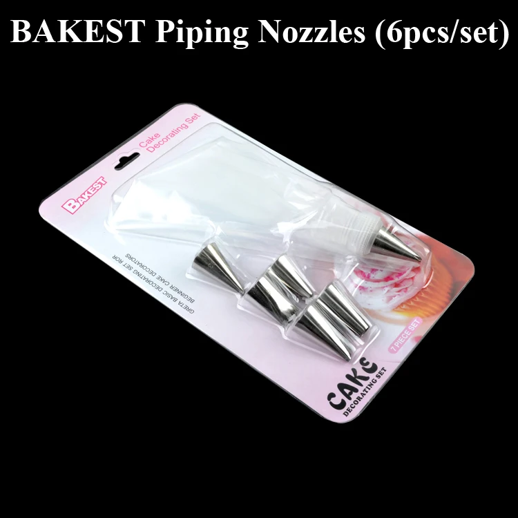 

BAKEST 6pcs per set Stainless Steel Icing Piping Nozzle With Converter Pastry Bag Cake Decorating Tools