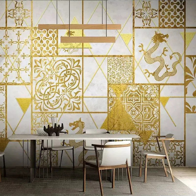 На заказ обои фрески 3D современные абстрактные геометрические золотые линии гостиная диван спальня стены украшения дома Искусство