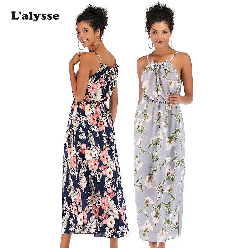Женское платье с цветочным принтом LALYSSE летнее на тонких бретельках круглым