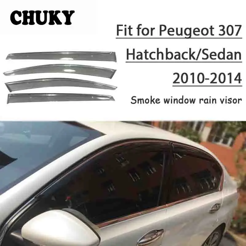 Chuky 4pcs ABS Car Styling Window Sun Visors Awnings Shelters Rain Shield For Peugeot 307 Hatchback/Sedan 2010-2014 Accessories |