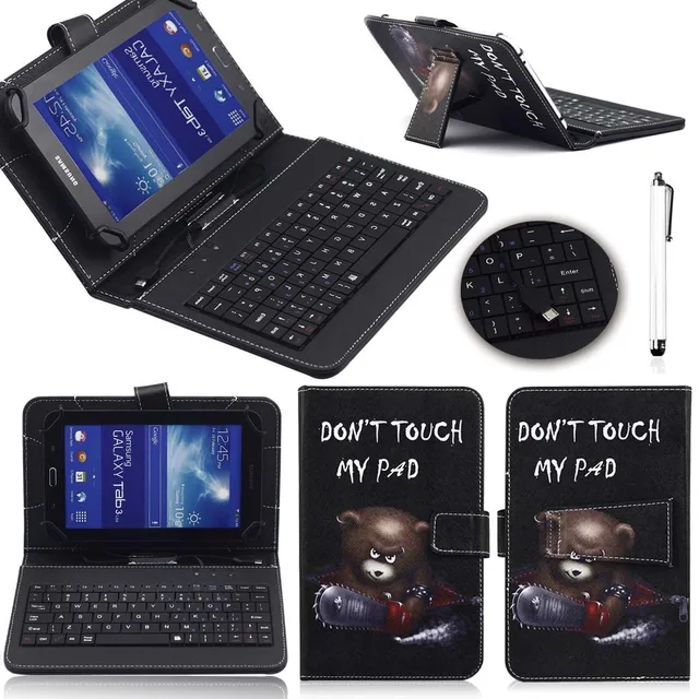 Best Price Universal PU Leather Material Stand Case with Micro USB Interface Keyboard 7" Android tablet Cartoon painted leather stand cover