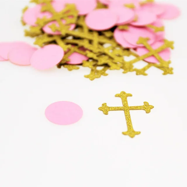 pink gold cross confetti