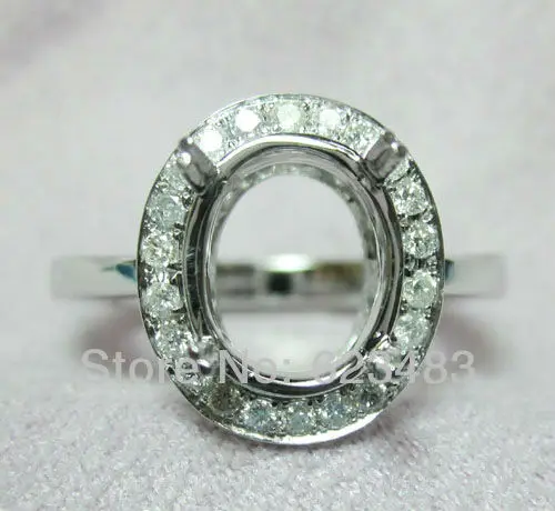 

Ring Solid 14k White Gold 6x8 mm oval cut natural diamond semi mount ring
