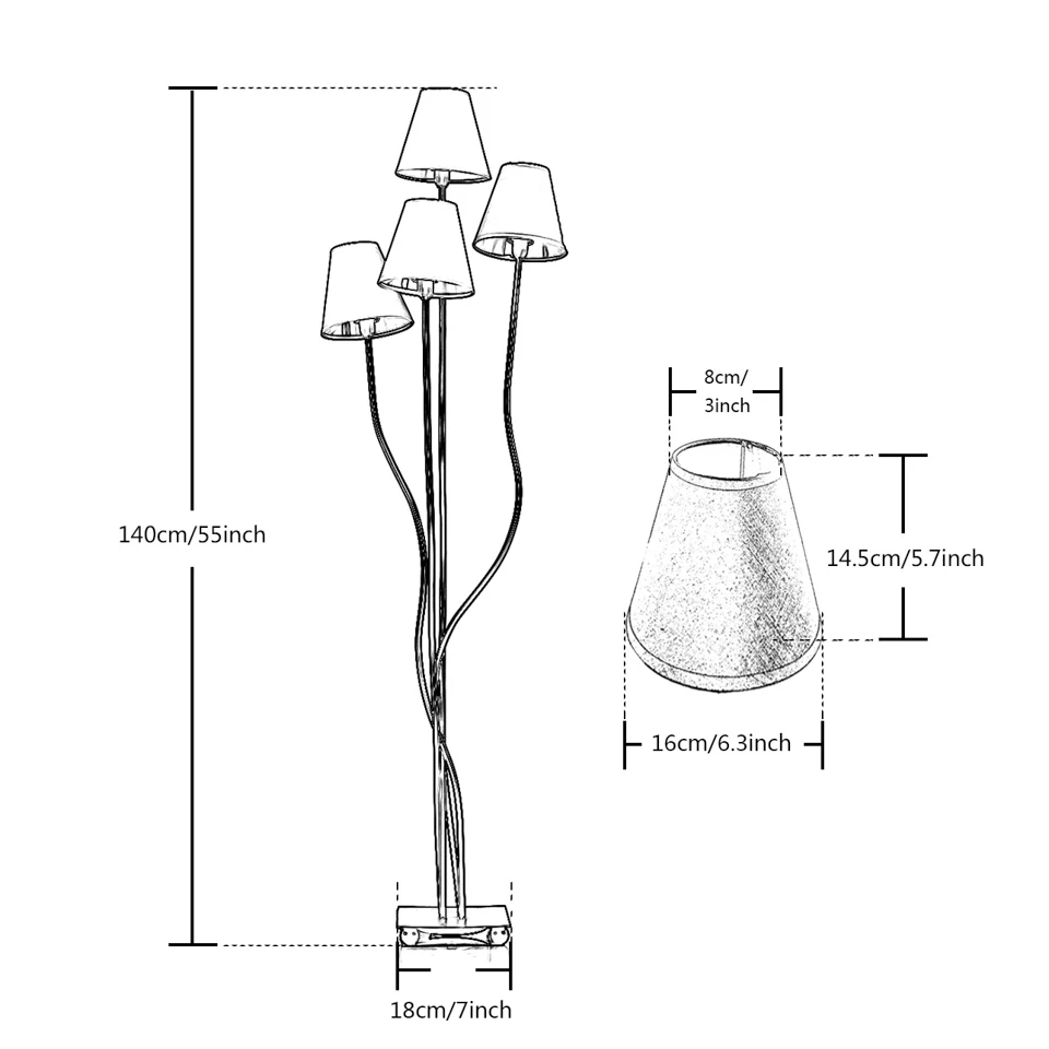 OYGROUP 4 Heads Floor Lamp with Beige Lampshade Contemporary Stylish Elegance lighting for Foyer Bedroom Hotel Office| |