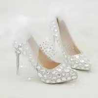 Love Moments crystal rhinestone women wedding shoes Silver bridal shoes big size 41-43 high-heel shoes Ladies platform shoes