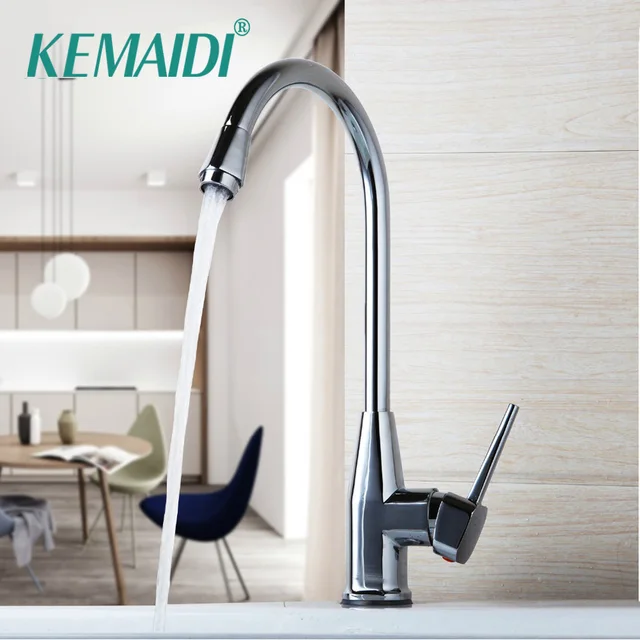 Best Price KEMAIDI New Waterfall Mixer Stainless Steel Faucet cozinha torneira Kitchen Mixer Tap Chrome Polished 360 Swivel Kitchen Faucet 