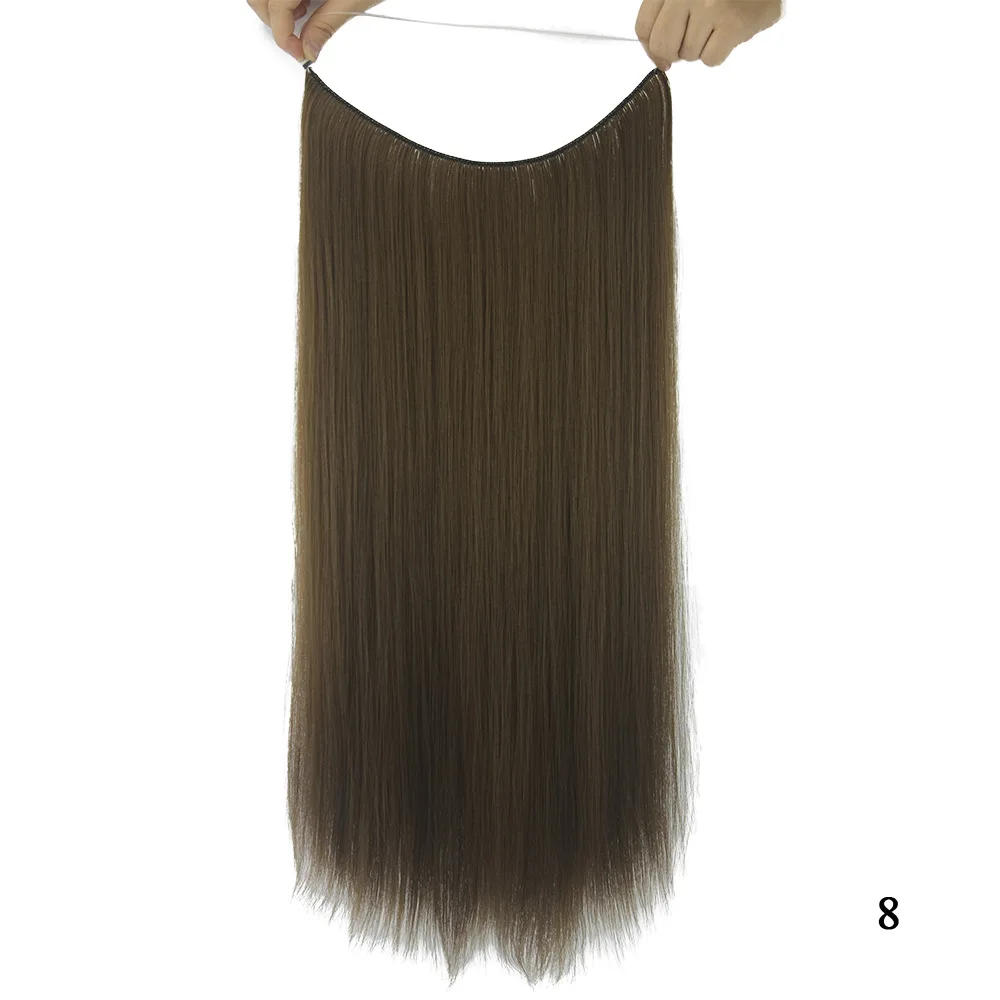 Gres шелковистые прямые высокотемпературные волокна Женские 24 "Halo невидимые волосы штук Рыбная проволока Длинные Синтетические волосы для