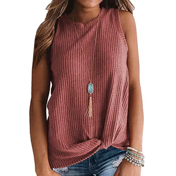 

Slim Fitted Tee Sleeveless T-shirt Women 2019 Summer Elegant Solid Color Crew Neck Tshirt Tops Casual Fashion Female T Shirts