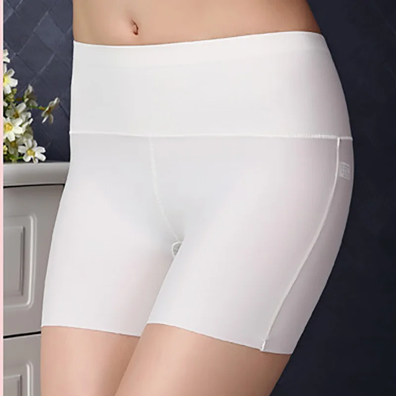 

USHINE Summer ice silk women's high low waist solid safety short pants underwear girls boxer short pants dance underwear