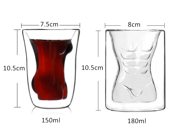 Креативная Сексуальная пивная стеклянная чашка для человеческого тела, забавная, красивая, мышечная, мужская, с двойными стенками, бокал для вина, виски, водки, рюмка, подарок на день Святого Валентина