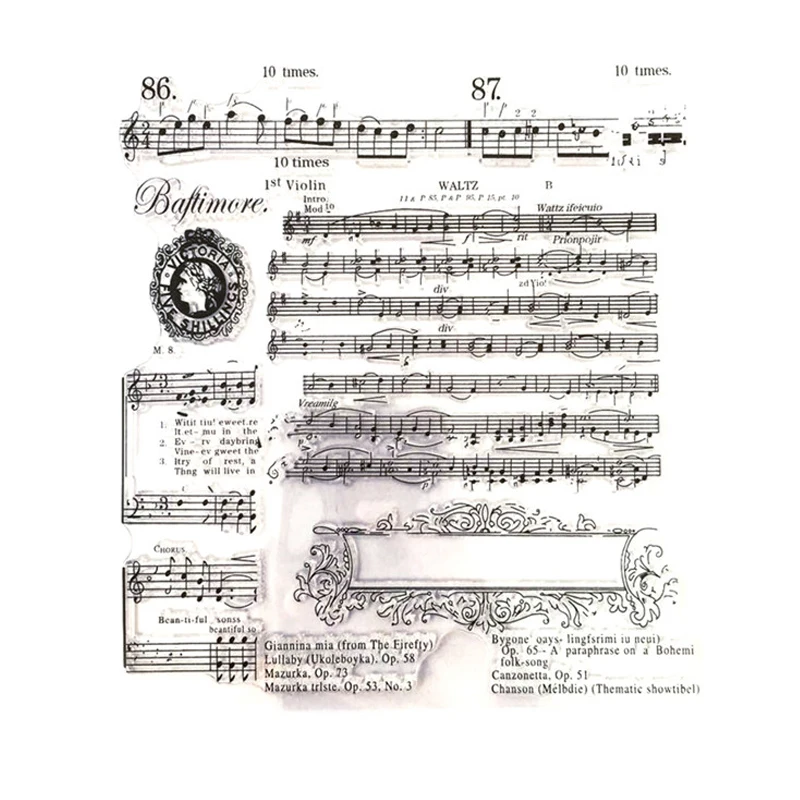 

Music Score Note Rubber Clear Stamps for Scrapbooking DIY Silicone Seals Photo Album Embossing Folder Paper Maker Template Craft
