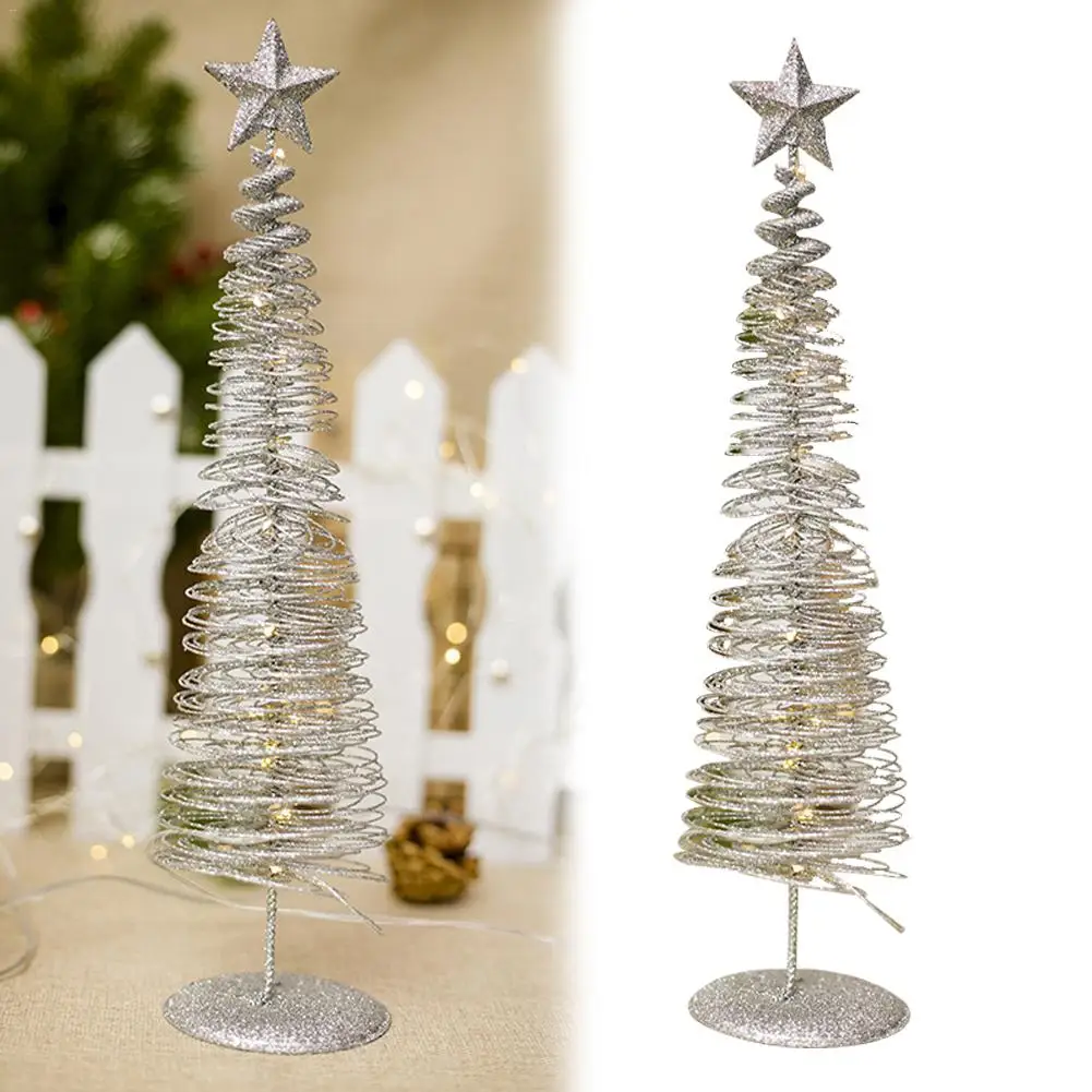 

Christmas Decorations Glowing Christmas Tree Shape Ornament Innovative Winding Lights Metal Decorations
