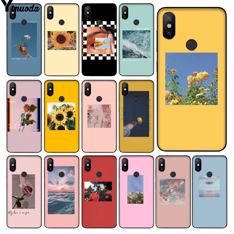 

Yinuoda art prints blooming flowers Soft Silicone black Phone Case for Xiaomi Mi 6 Note3 8 8SE Redmi 5 5Plus Note4 4X Note5