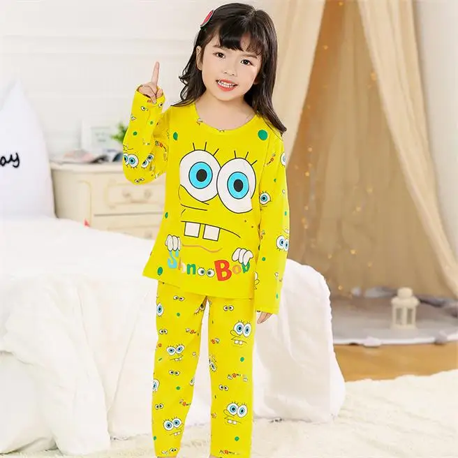 Модный весенний детский Пижамный костюм детская одежда для сна с героями мультфильмов повседневная одежда для сна для девочек пижамный комплект с длинными рукавами для мальчиков - Цвет: color at picture