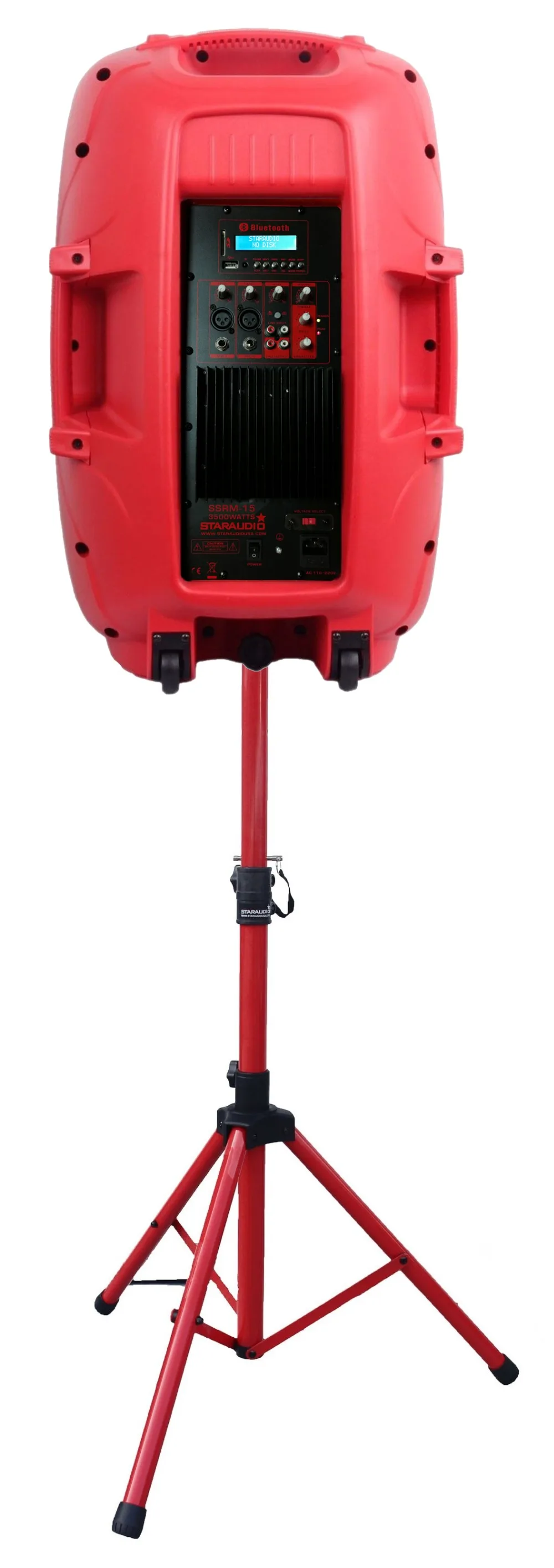 3500w 15 inch   powered red pa dj stage party speaker usb night clubs speakers with speaker stands wired microphones