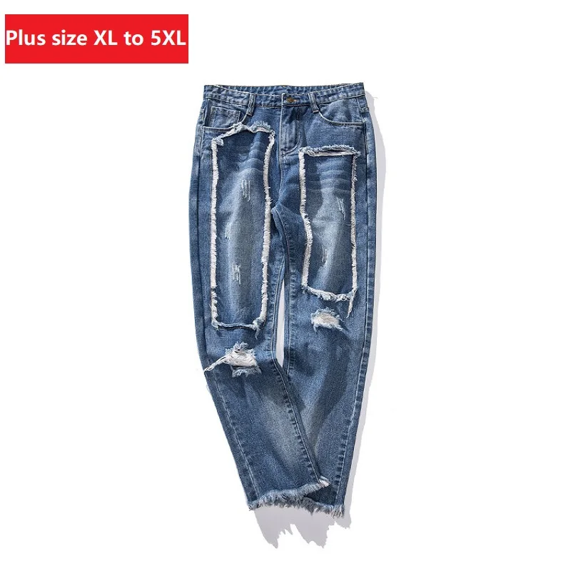 

2019Spring summer plus size women jeans pants ripped jeans for women korean style zaraing ankle XL to 5xl sizeEshining