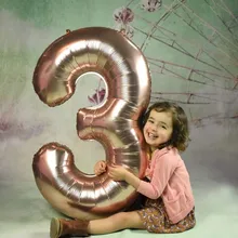 Розовые золотые воздушные шары с цифрами, воздушные шары для первого дня рождения, украшения для детской вечеринки, фольгированные шарики для свадебного украшения