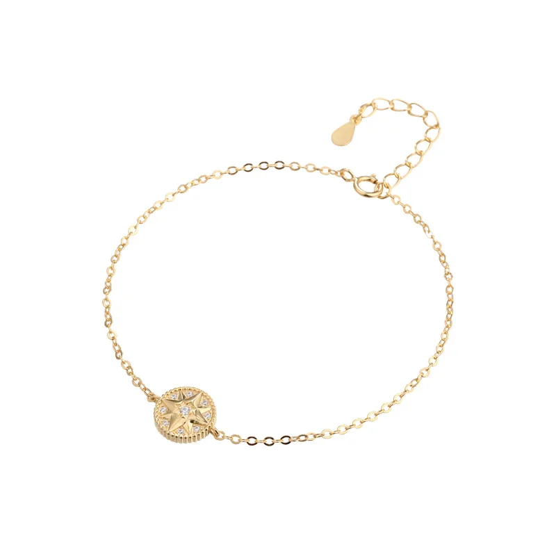 

Fashion n CZ Octagonal Star Compass 925 Sterling Silver Bracelet