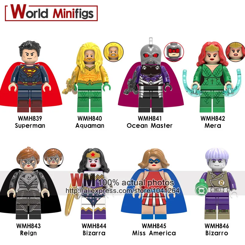 

Building Blocks Super Heroes Aquaman Ocean Master Mera Reign Bizarra Bricks Action Collection Dolls Children Gift Toys