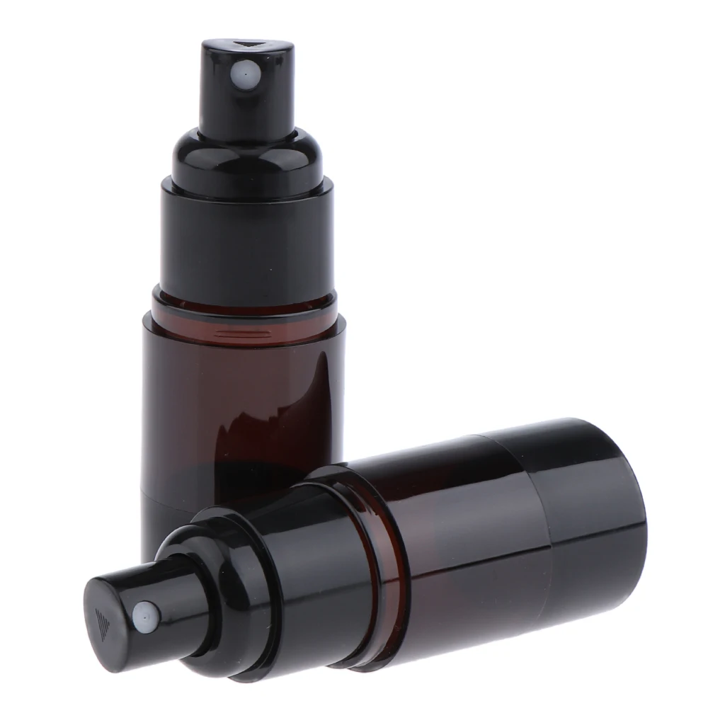2 Pack Empty Brown Plastic Spray Bottles - 15ml Refillable Container for Essential Oil or Cosmetics