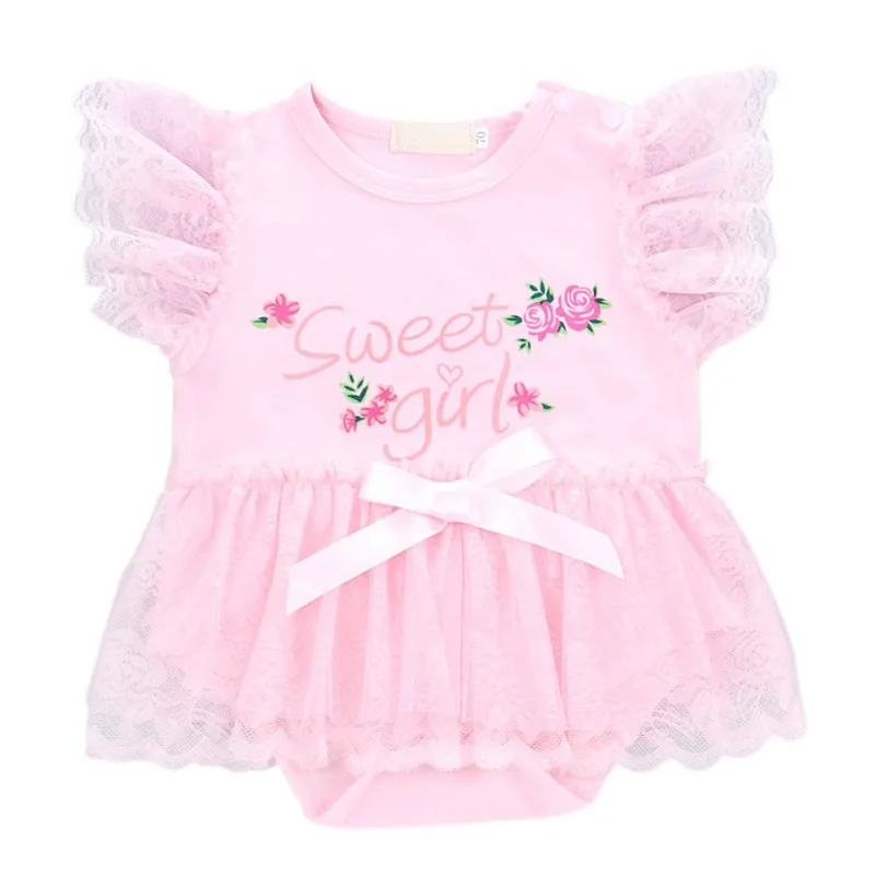 

Summer Baby Girls Lace Romper Sleeveless Floral Printing Newborn Cotton Rompers Jumpsuit Costumes for Infants