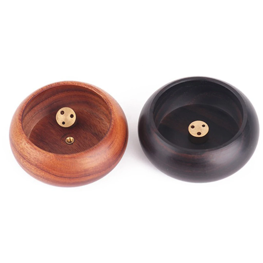 Decorative Wooden Incense Stick Burner Bowl Incense Ash Catcher Tray Wooden Incense Holder with Wooden Plate