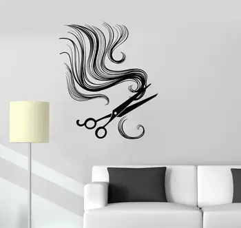 

Barber Shop Wall Sticker Hair Scissors Beauty Salon Wall Decoration Vinyl Art Design Poster Mural Modern Fashion Ornament LY1642