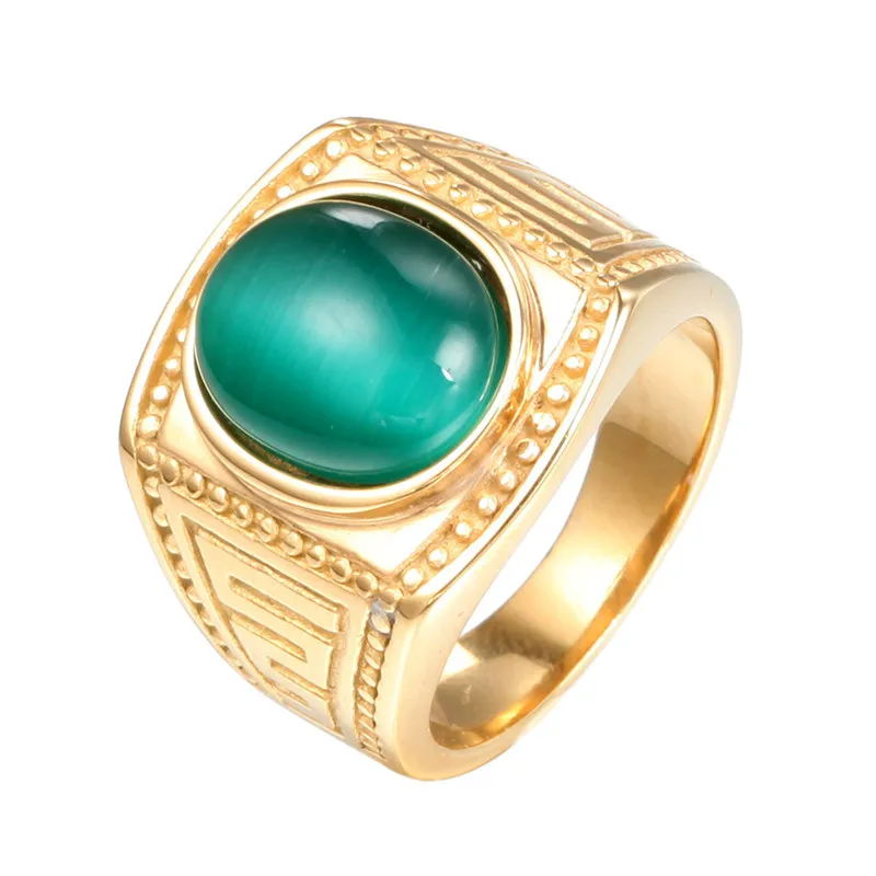 Antique Mens Vintage Rings Stainless Steel Faux Black