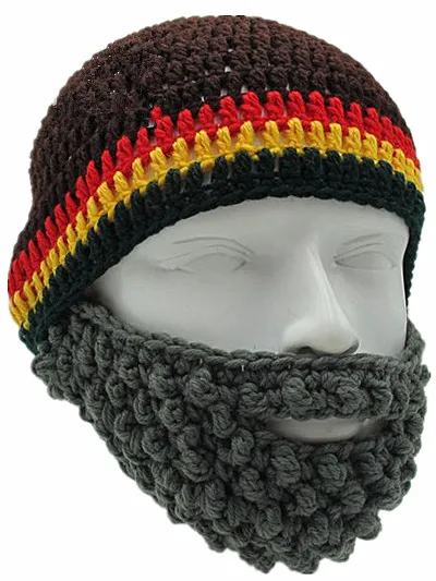 Cool Men s Beard Hat Winter Crocheted Handmade Christmas Present Party Skull Beanies