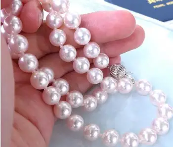

Free Shipping gorgeous AAA 8-8.5mm round AKoya natural white pearl pearl necklace 14K white gold send box