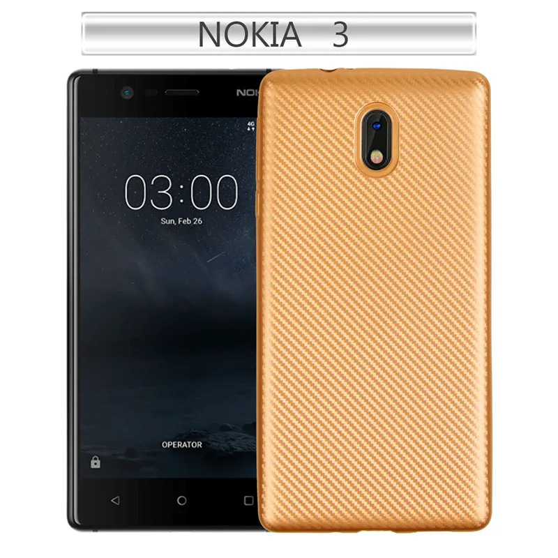 

For Nokia 3 Nokia3 2017 Case Colored Carbon Fiber Skin Soft Back Cover Phone Case for Nokia 3 Nokia3 2017 5.0" Soft Shell Cover