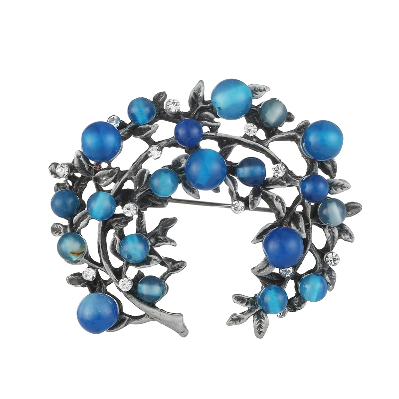 

Creative Stone Flower Brooch Rhinestone Crystal Vintage Brooches for Women Branch Pins Clothes Party Jewelry Coat Accessories