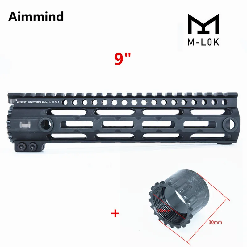

AR-15 M4 M-LOK MLOK 9 inch Slim Free Float Handguard Picatinny Rail Mount ar15 Handguard Quad Rail W/ Nut
