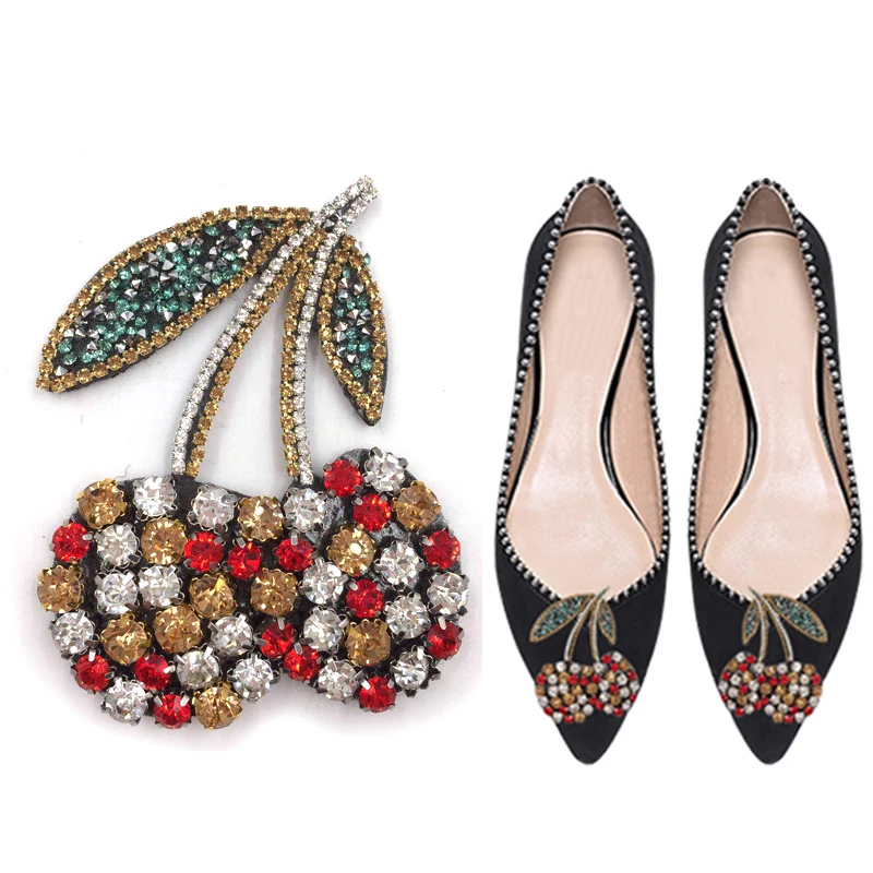 

2PCS Red Rhinestone Cherry Shoe Charms Shoes Accessories For Women High Heels Flats Shoes Decorations Manual Shoe Charm
