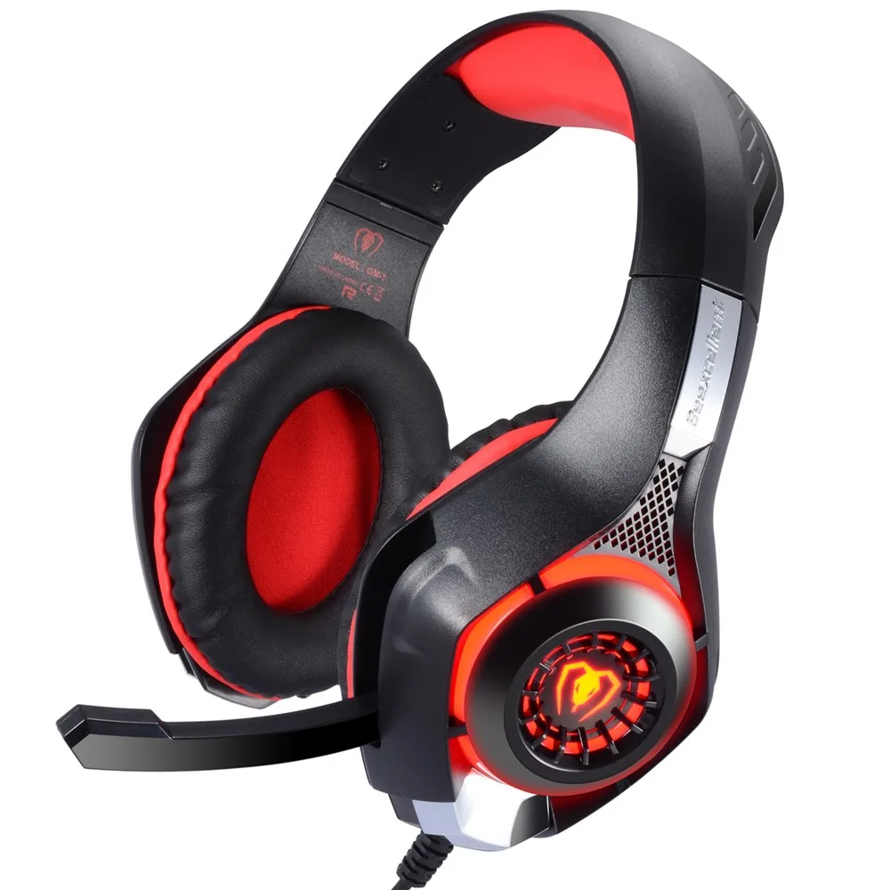 3.5mm PC LED Light Gaming Earphones Over-ear Headset Headphone with Mic Microphone For SONY PS4 Laptop Computer - Volume Control