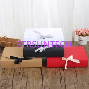 

200pcs/lot 24cmx19.5cmx7cm large brown paper gift box big size kraft cardboard boxes large size white paper box for T shirt