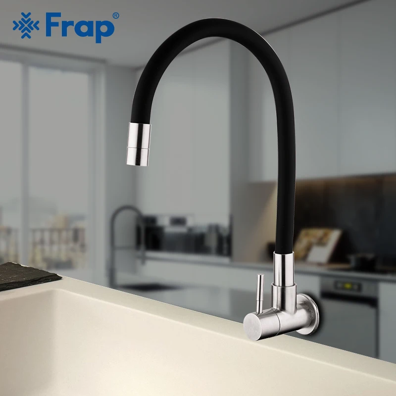 Frap Kitchen Faucet Black Single Cold Faucet 304 Stainless Steel