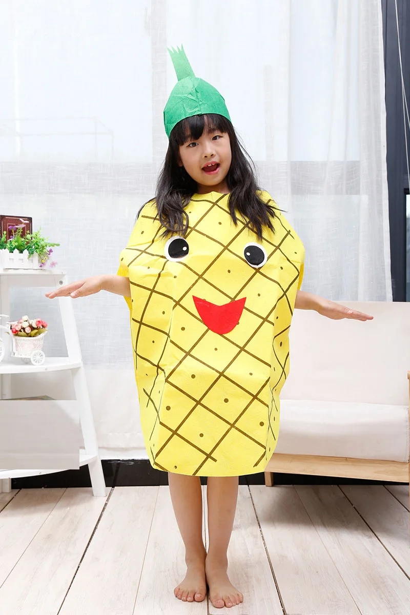 Для взрослых детей мальчиков и девочек банан Овощной костюм фрукты семья Забавный комбинезон косплей нарядное платье сценическая одежда для сцены Пурим - Цвет: pineapple