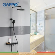 GAPPO shower Faucets 3 function shower faucet mixer brass and stainless steel rainfall shower set mixer tap black faucet mixer brass thermostatic mixer valve shower set mixer faucet two handle wall mount shower kit stainless steel 10 rainfall showerhead