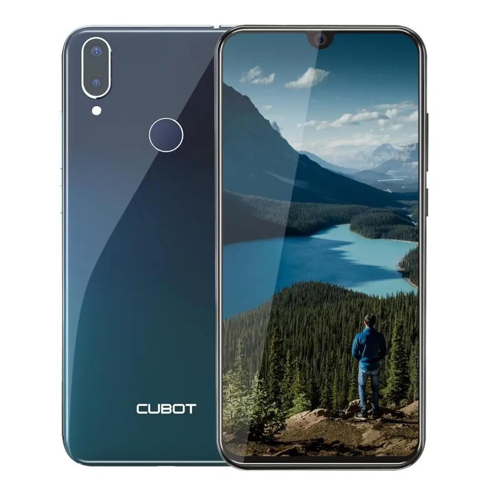  Cubot R19 Android 9.0 19:9 3GB 32GB Quad Core Fingerprint Smartphone 5.71''Water Drop Screen Dual B