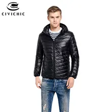 CIVICHIC, Мужская Новая мода, ультра легкий пуховик, зимнее теплое пальто с капюшоном, мужской размера плюс, однотонный, мягкий, гагачий пух, верхняя одежда DC505