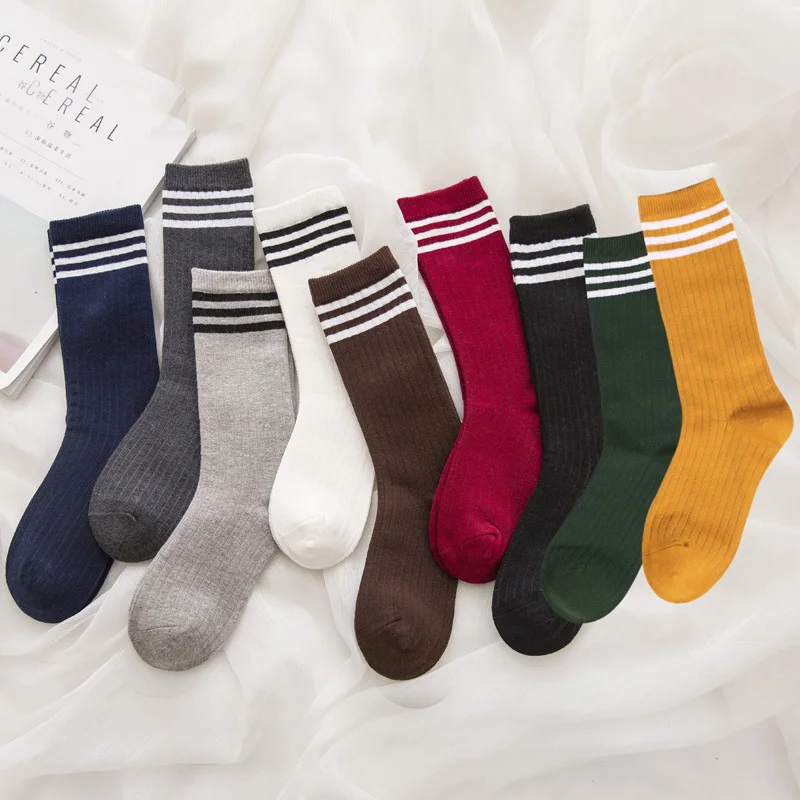 Women Japanese High School Girls Socks High Quality Loose Solid Colors ...