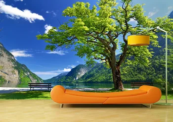 

Custom Wallpaper Murals Mountain Side Huge Tree Self Adhesive Vinyl Wall Sticker Wall Paper Art Wall Painting Living Room