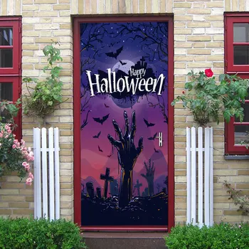 

Halloween Decoration Grave Night Door Stickers Scary Door Sticker for Bedroom Living Room Home Decor