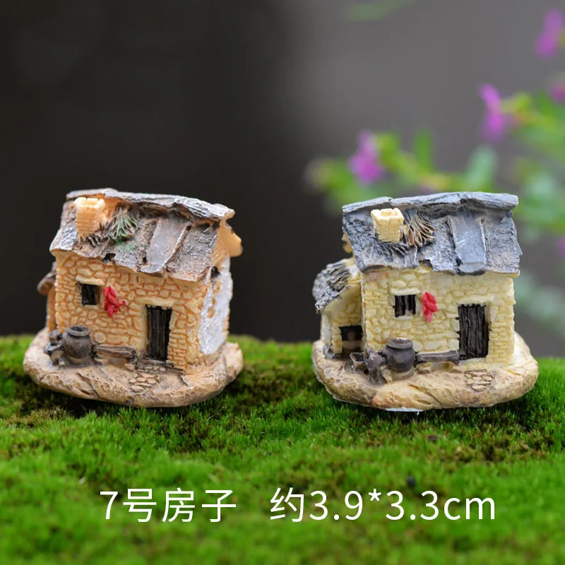 Vintage Romantic Aegean Sea cottages word micro landscape decorative resin home ornaments small houses Figurines Miniatures Gift13