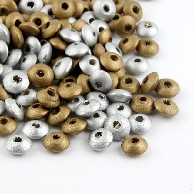 Aliexpress 100pcs Wooden Er Beading Beads For Bracelet 100pcs Wooden Er Beading Beads For Bracelet Necklace Diy Crafts Gold Silver 12x5mm Wood