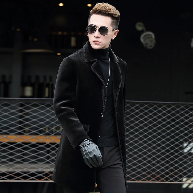 

Haining fur coat, wool overcoat, long suit, fur, men's fur 7265P700