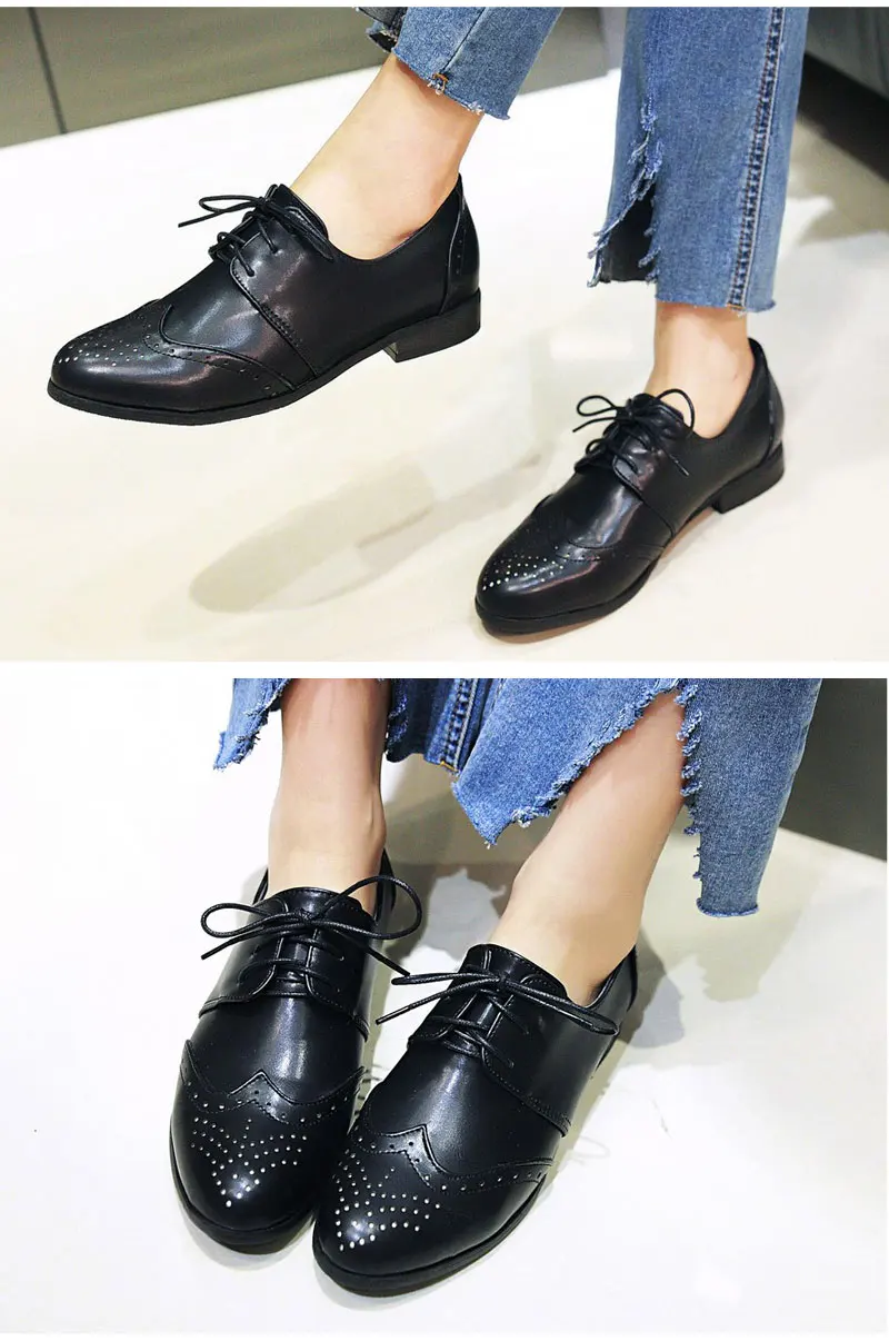 Meotina/женские туфли-оксфорды на плоской подошве; брендовые модные повседневные ботинки с перфорацией типа «броги» на шнуровке с острым носком; женская обувь бежевого и черного цвета; большие размеры 11, 12, 45, 46
