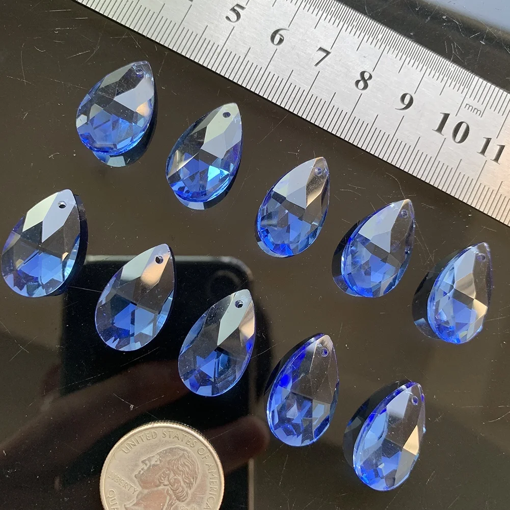 10 шт. 20 мм синий граненый кристалл Призма бисера кулон люстра часть очарование Висячие Suncatcher DIY разделитель