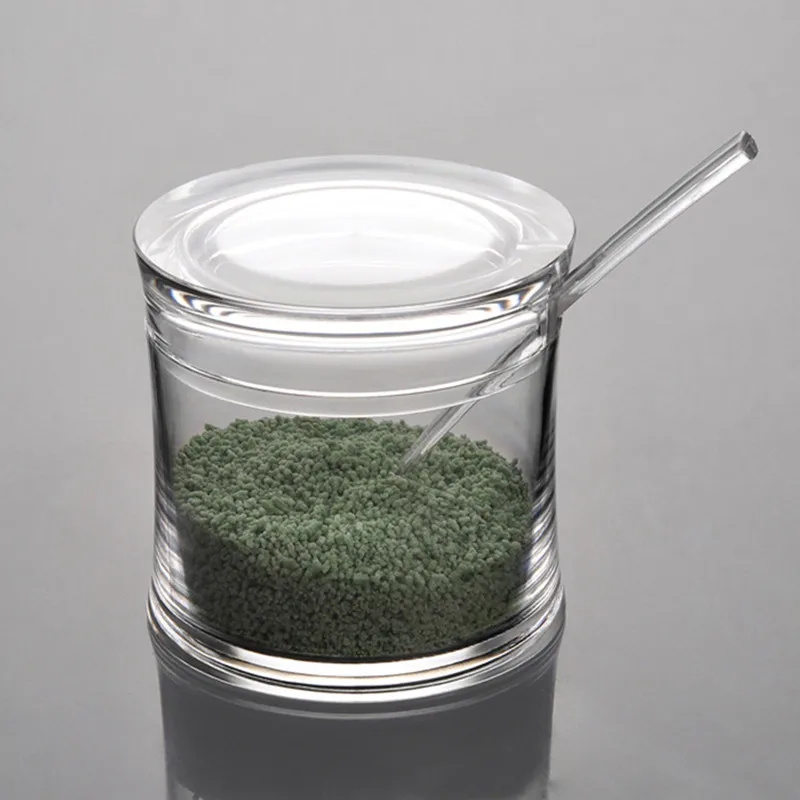 Cheap acrylic seasoning cans zona spoon sugar bowl Saltcellar Condiment box Oiler chili kitchen material storag